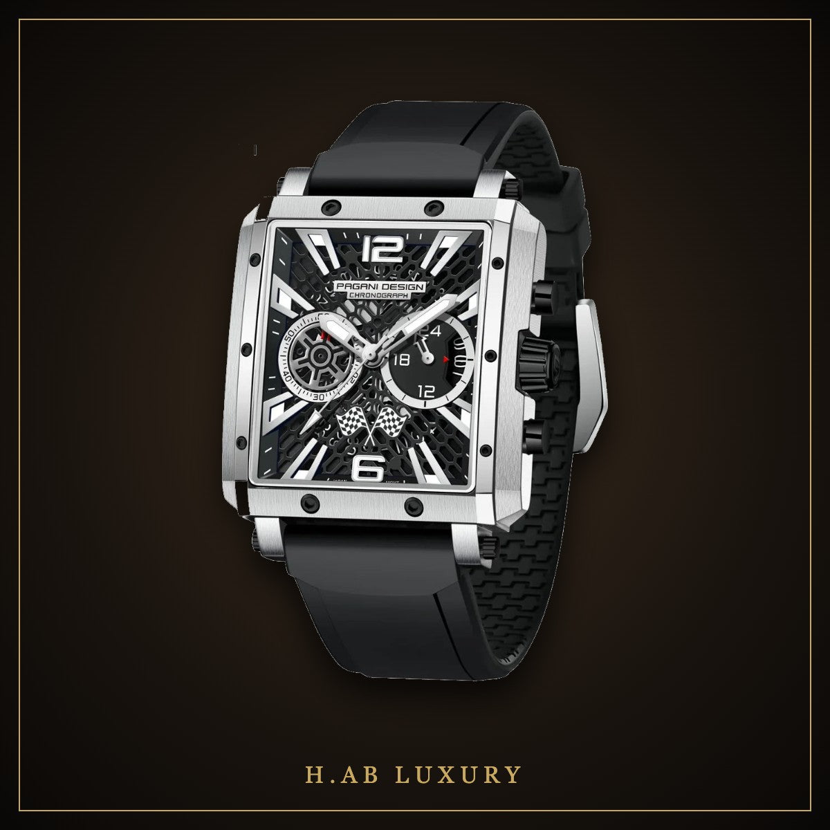 Pagani Design PD-1725 - Square Chronograph, Blue