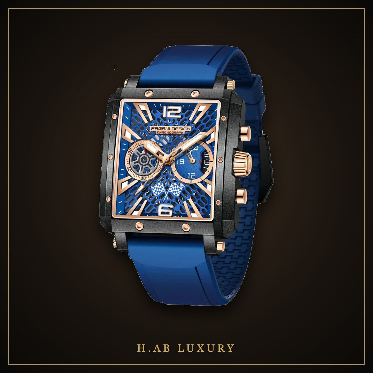 Pagani Design PD-1725 - Square Chronograph, Blue