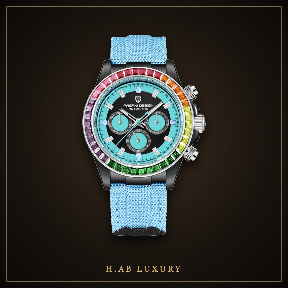 Pagani Design PD-1732 - Gem-Set Rainbow Chronograph