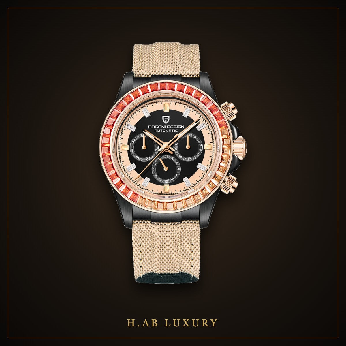 Pagani Design PD-1732 - Gem-Set Rainbow Chronograph
