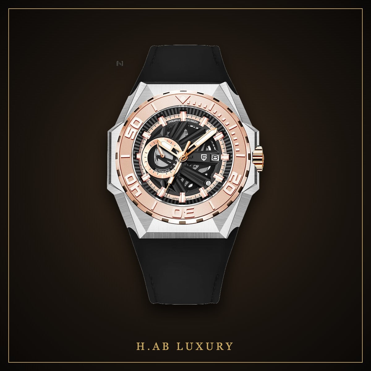 Pagani Design PD-YS007 - Rose Gold Skeleton Automatic