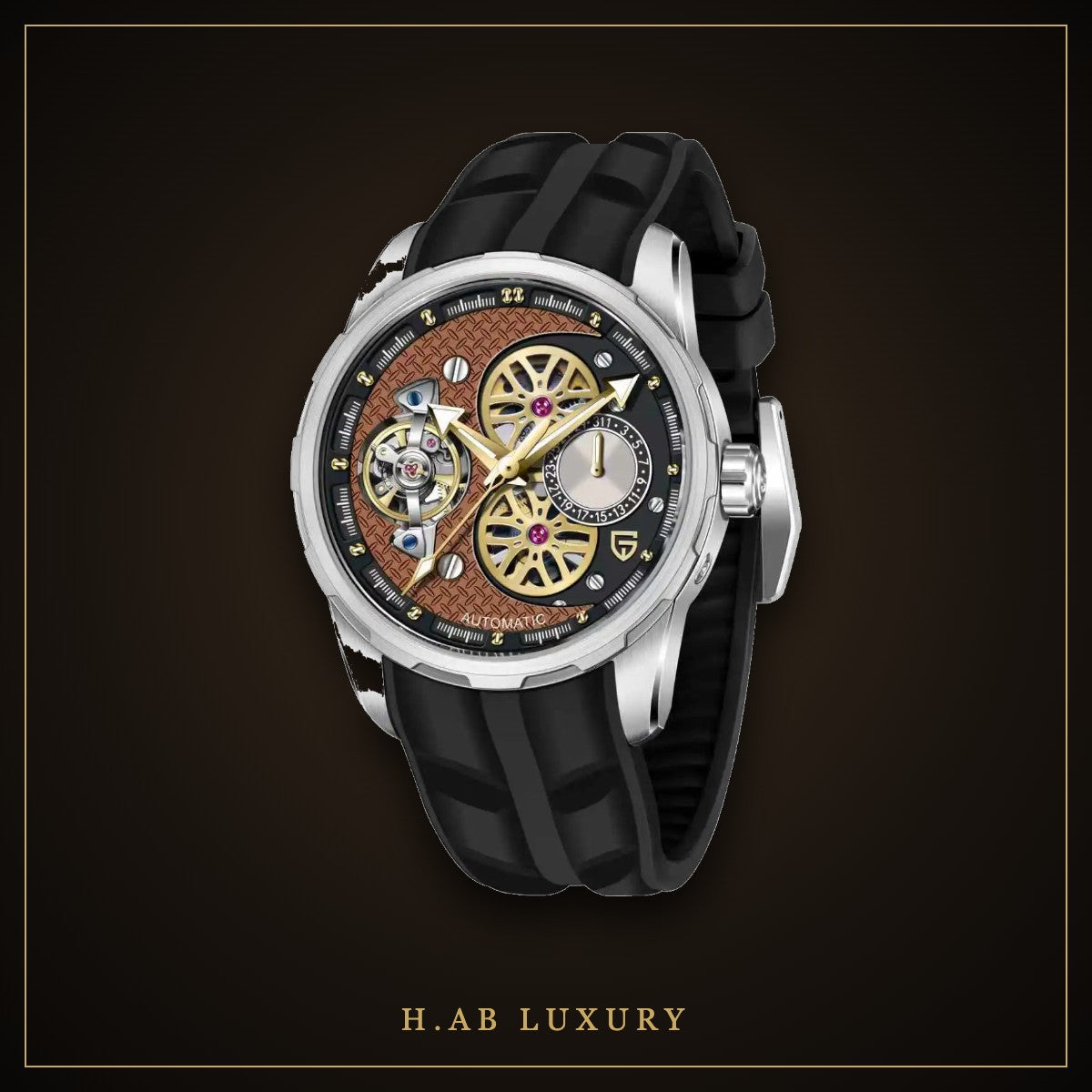 Pagani Design PD-YS022 - Skeleton Automatic, Blue Rubber Strap