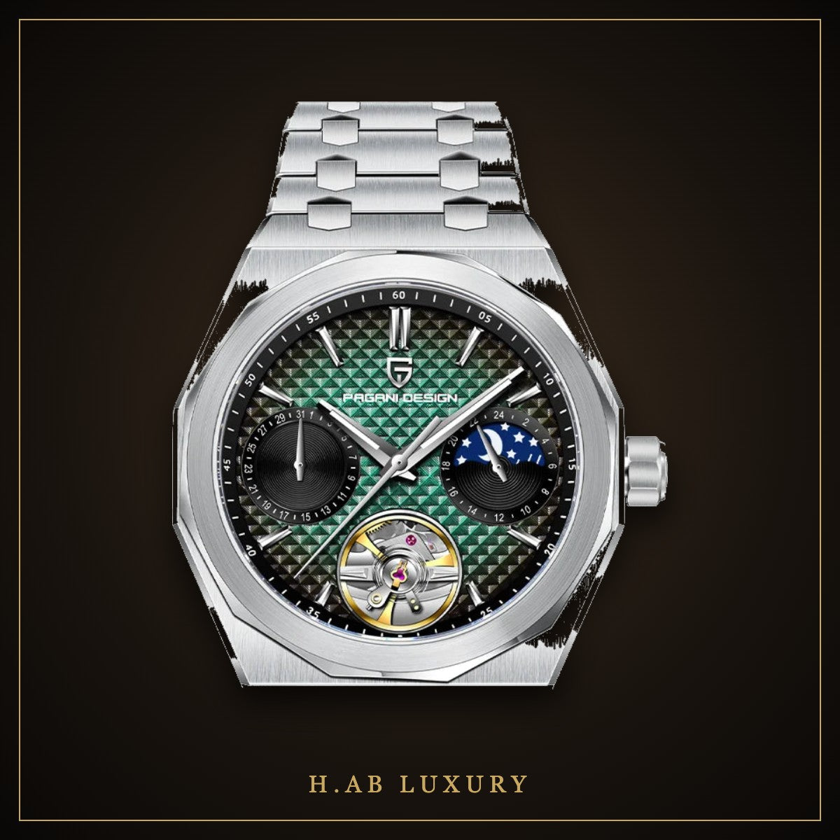 Pagani Design Open Heart Automatic, Green Dial