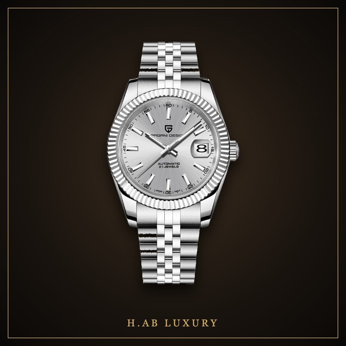 Pagani Design Fluted Bezel Automatic, Silver Dial