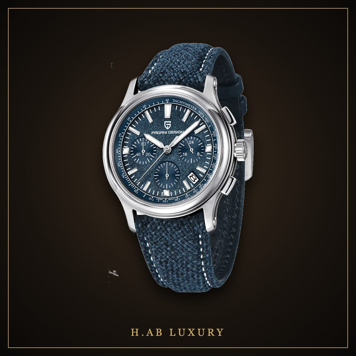 Pagani Design Blue Field Watch, Leather Strap