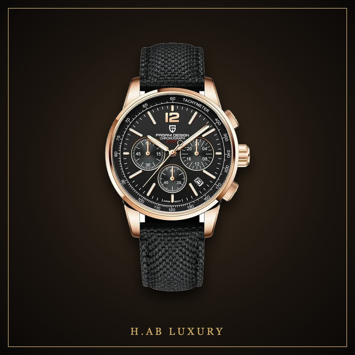 Pagani Design Black Chronograph, Leather Strap