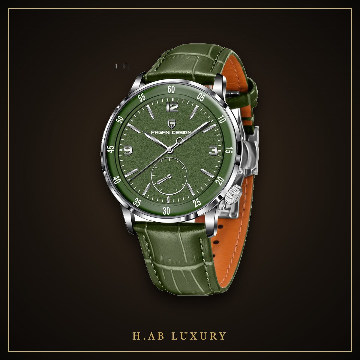 Pagani Design Green Dial Dress Watch, Leather Strap