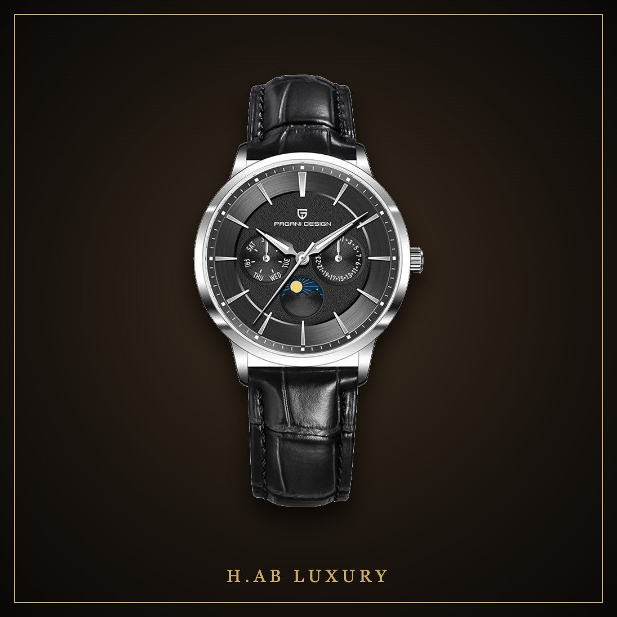 Pagani Design Moon Phase Quartz, Blue Dial