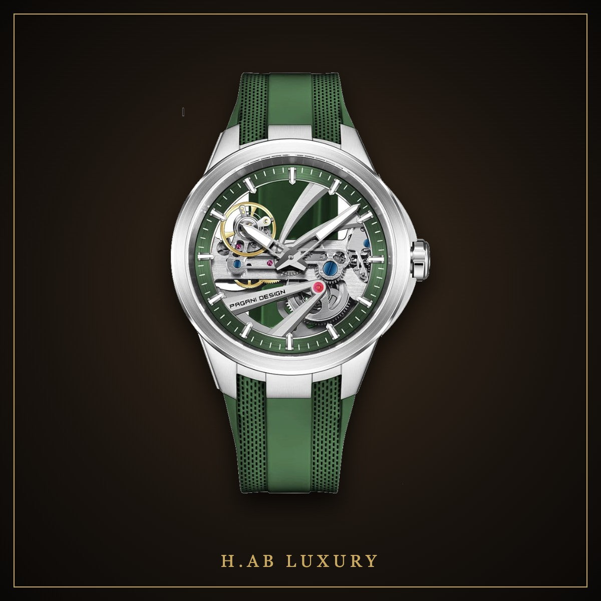 Pagani Design Open Skeleton Automatic, Blue Rubber Strap